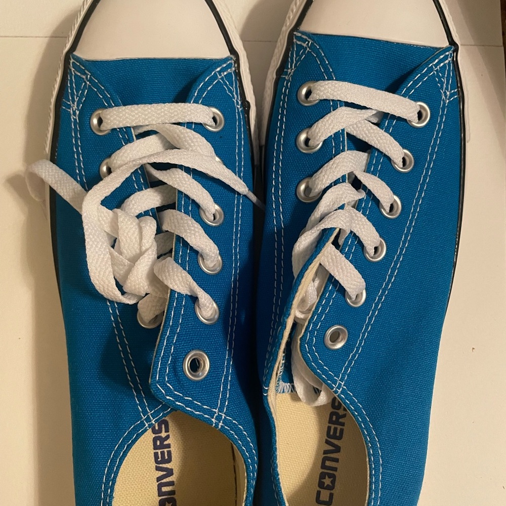 Converse Blue Canvas Low Top Sneakers with White Accents